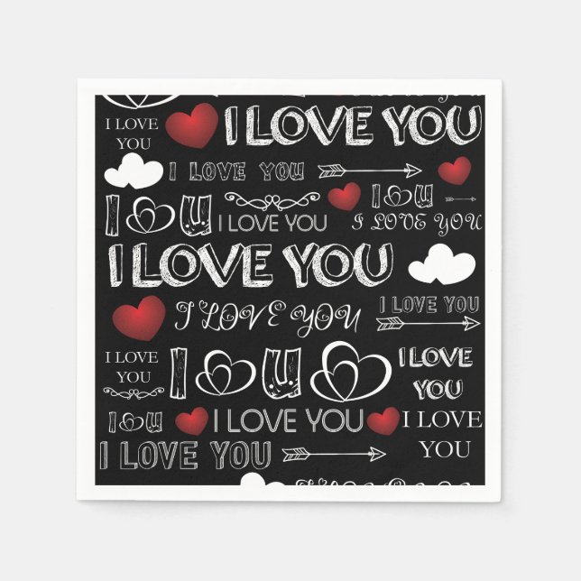 Black and White Valentine-design Pappersservett (Framsidan)