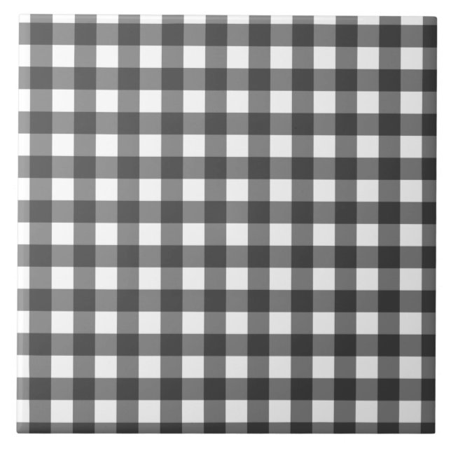 Black and White Vichy Print Gingham Mönster Kakelplatta (Framsidan)
