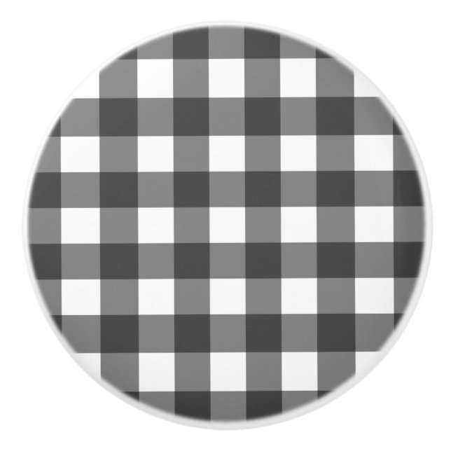 Black and White Vichy Print Gingham Mönster Knopp (Framsidan)