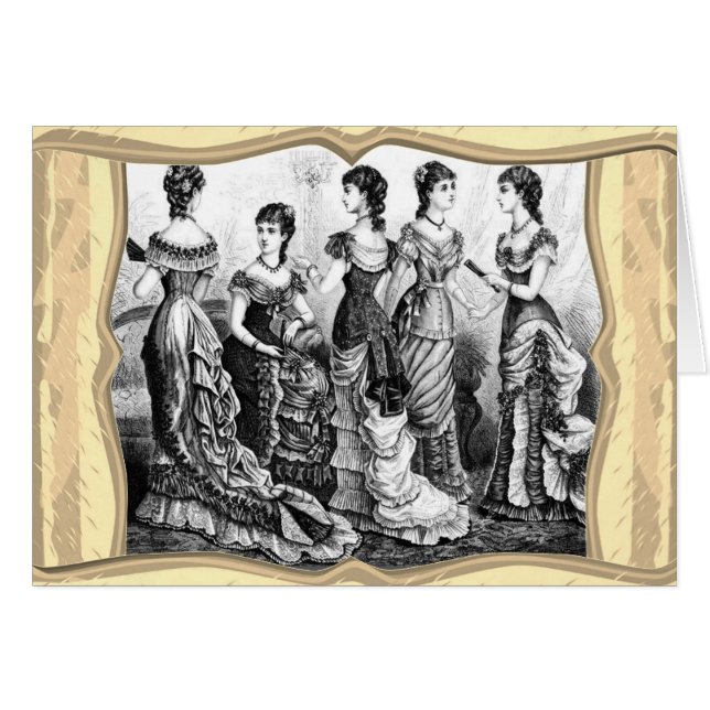 Black and White Victorian Mode Hälsningskort (Framsidan Horizontal)