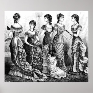 Black and White Victorian Mode Poster