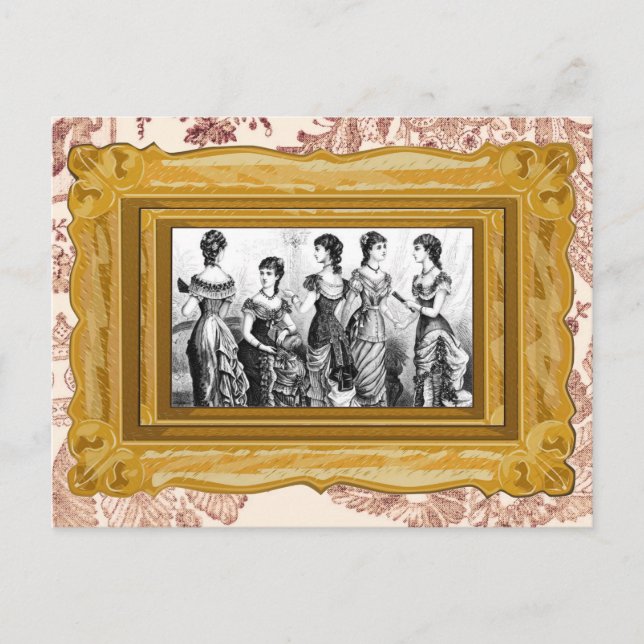 Black and White Victorian Mode Vykort (Framsida)