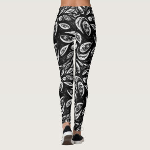 "Black and White Vild Swirls" Yoga Pant Leggings