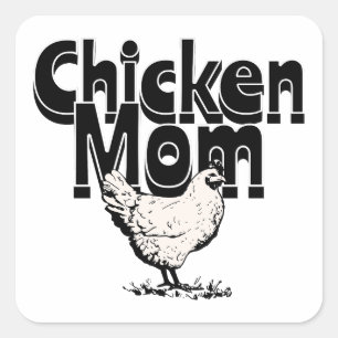 Black and White Vintage Chicken Mamma Fyrkantigt Klistermärke