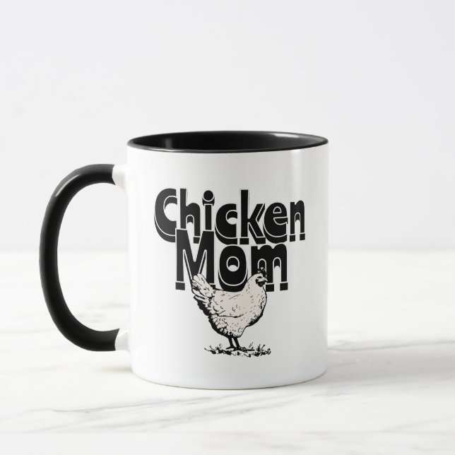 Black and White Vintage Chicken Mamma Mugg (Vänster)