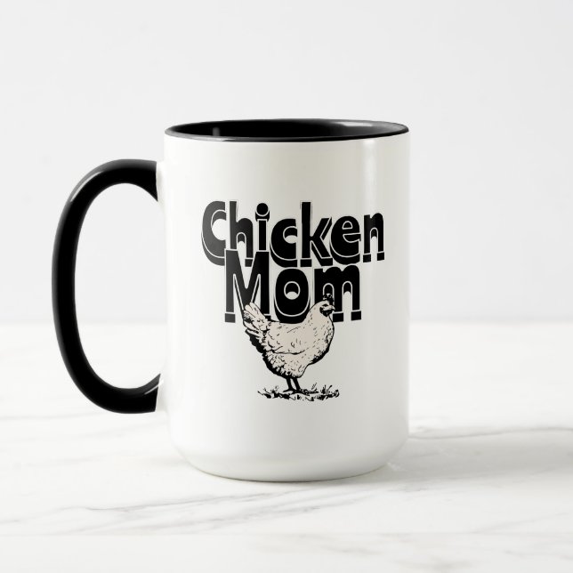 Black and White Vintage Chicken Mamma Mugg (Vänster)