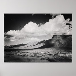 Black and White Vintage Desert Ligcape Mountain Poster