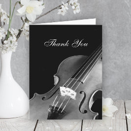 Black and White Violin Musician Funeral Sympathy Tack Kort