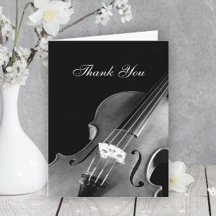 Black and White Violin Musician Funeral Sympathy Tack Kort