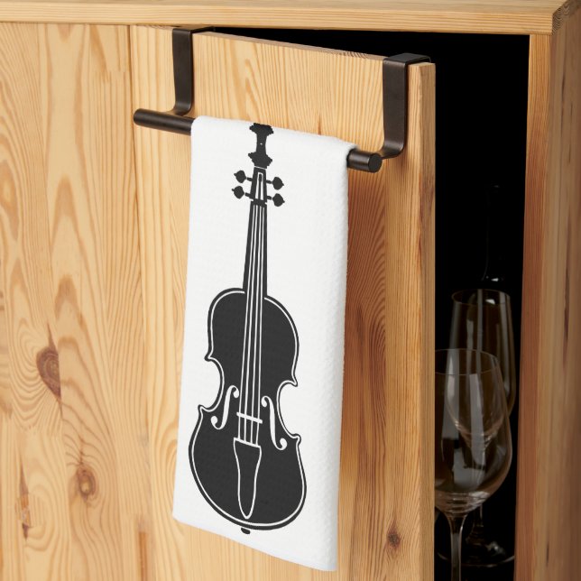 Black and White Violins Towel Kökshandduk (Thirds Fold)