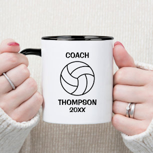 Black and White Volleyball Coach Mugg