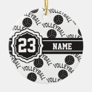 Black and White Volleyball Julgransprydnad Keramik