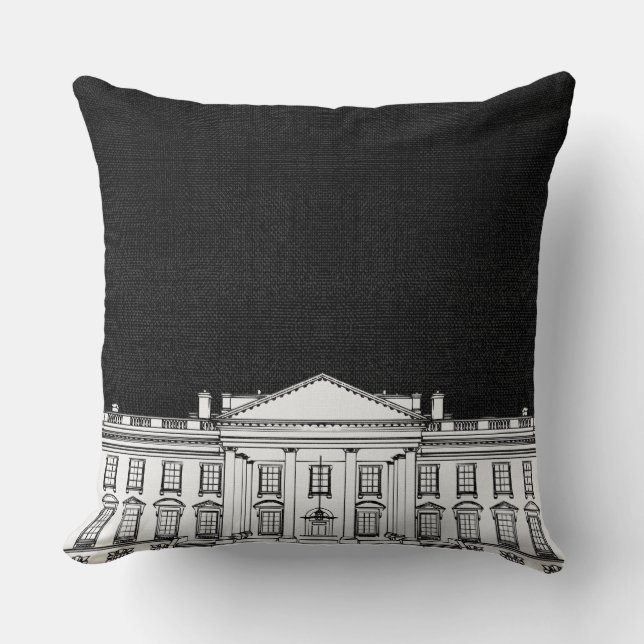 Black and White Washington DC Whitehouse Kudde (Framsida)