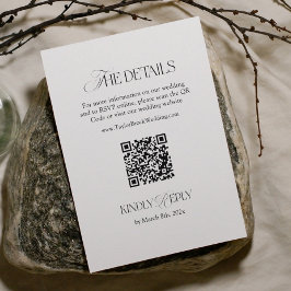 Black and White Wedding Details Qr Code Tilläggskort