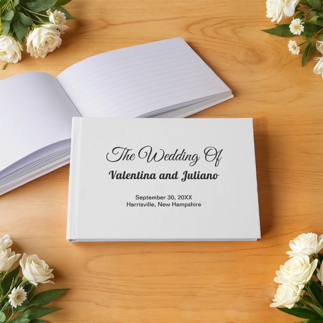 Black and White Wedding Guest Book Gästböcker (Typography style black and white wedding guest book)