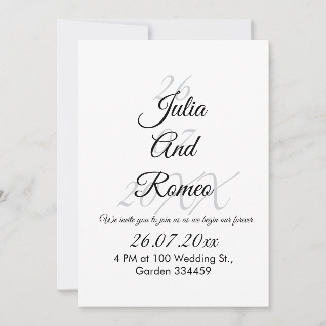 Black and White wedding invitation.  Inbjudningar (Framsida)