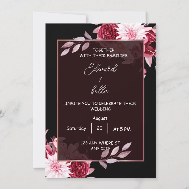 black and white wedding invitation inbjudningar (Framsida)