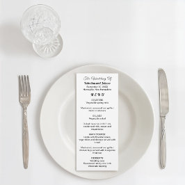 Black and White Wedding Menu Card Meny