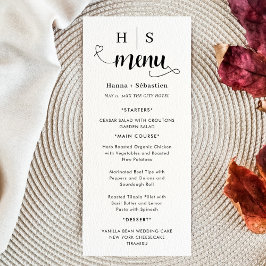 Black and White Wedding Menu Meny