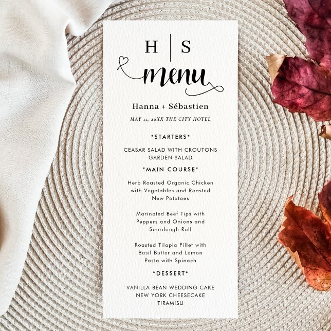 Black and White Wedding Menu Meny (Skapare uppladdad)