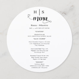 Black and White Wedding Menu Meny