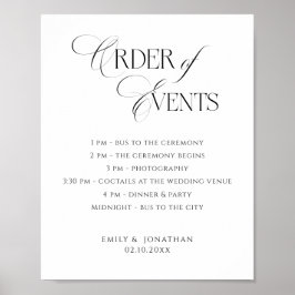 Black and White Wedding Order of Events Poster