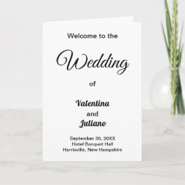 Black and White Wedding Program
