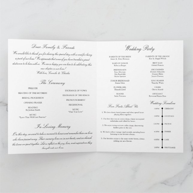 Black and White Wedding Program (Inuti)