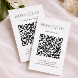 Black and White Wedding RSVP Qr Code Enclosure Car Tilläggskort