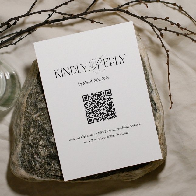 Black and White Wedding RSVP Qr Code Tilläggskort (Skapare uppladdad)