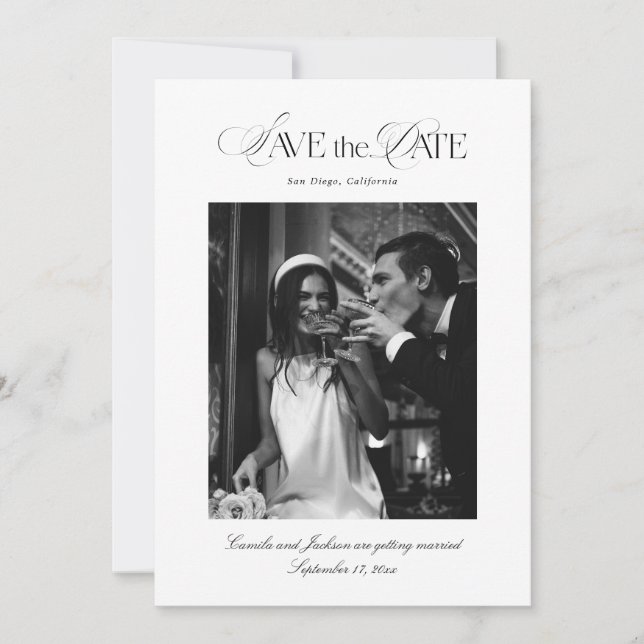 Black and White Wedding Save the Date Inbjudningar (Framsida)
