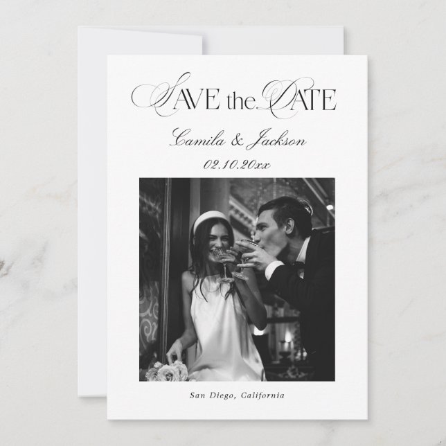 Black and White Wedding Save the Date Inbjudningar (Framsida)