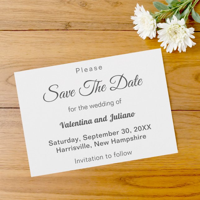 Black and White Wedding Save The Date Spara Datumet (Typography style black and white wedding save the date)