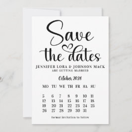 black and white wedding save the dates Calendar Spara Datumet