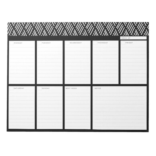 Black and White Weekly Desk Planner Anteckningsblock (Framsida)