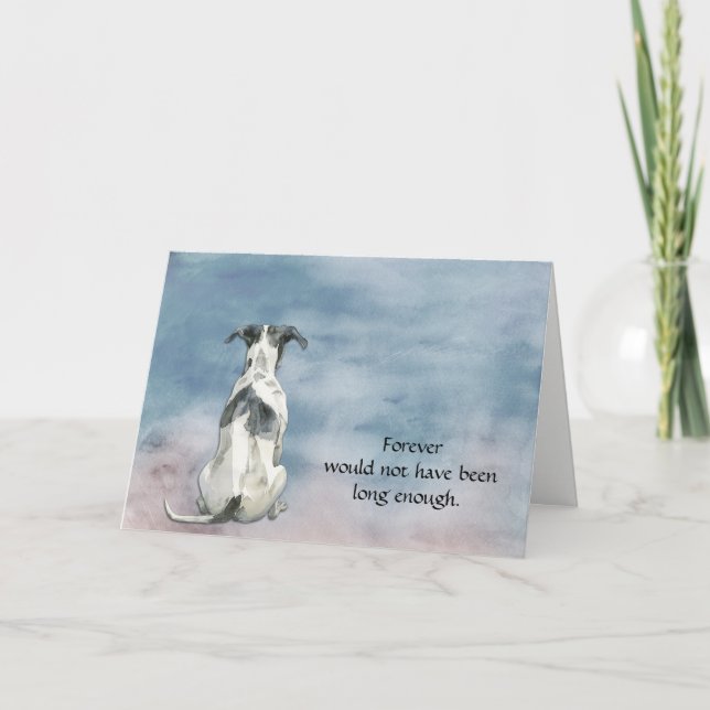Black and White Whippet Dog Sympathy Card Helgkort (Framsida)
