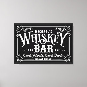 Black and White Whiskey Pub Canvastryck