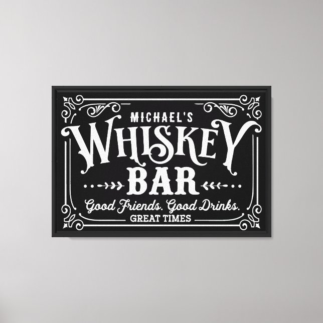 Black and White Whiskey Pub Canvastryck (Framsida)