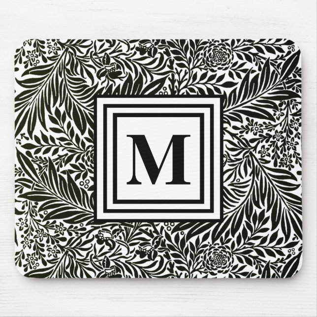 Black and White William Morris Monogram Initial Musmatta (Framsidan)