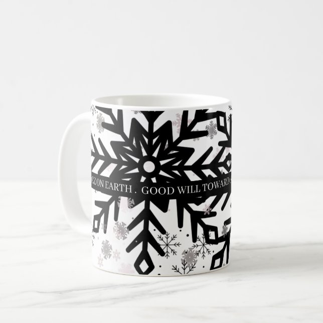 black and white with saying christmas mug kaffemugg (Framsida vänster)