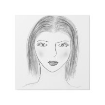 Black and White Woman Face Sketch for Gallery Wall