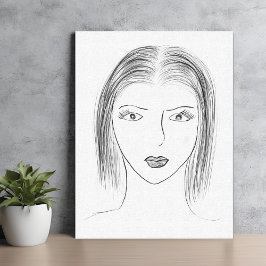 Black and White Woman Face Sketch for Gallery Wall Canvastryck