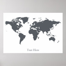 Black And White World Map Posters 10 Personalized