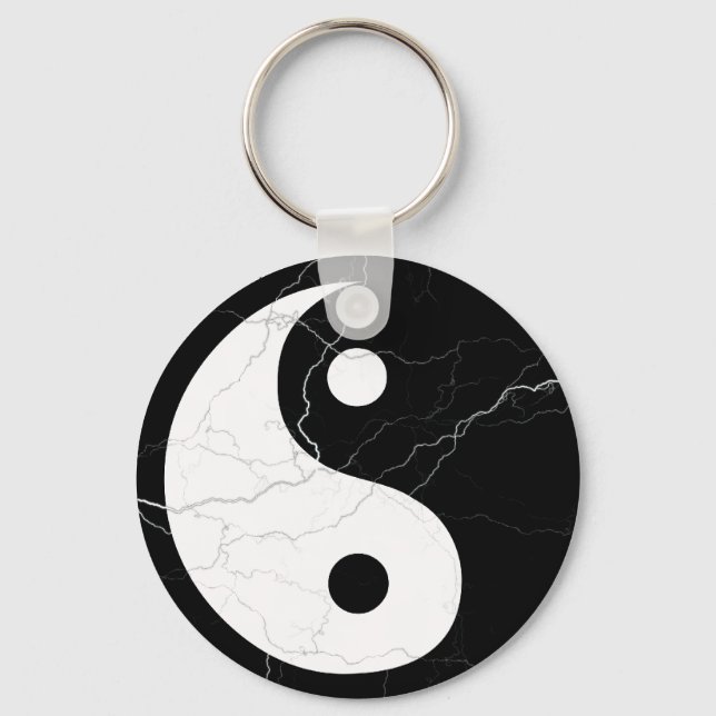 Black and White Yin and Yang Nyckelring (Framsida)