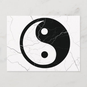 Black and White Yin and Yang Vykort