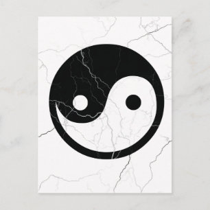 Black and White Yin and Yang Vykort
