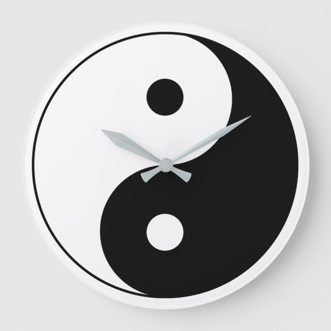Black and White Yin Yang Stor Klocka (Framsida)
