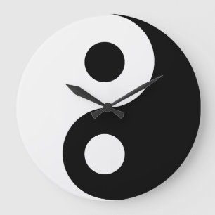 Black and White Yin Yang Stor Klocka