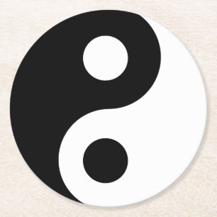 Black and White Yin Yang Symbol Underlägg Papper Rund