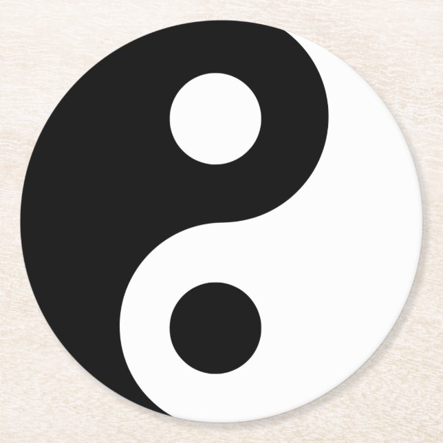 Black and White Yin Yang Symbol Underlägg Papper Rund (Framsidan)